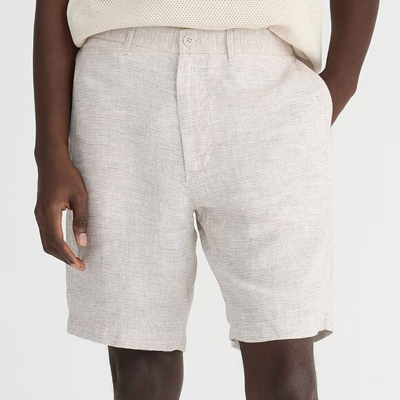 J Crew 100% Linen 9" Shorts Men 36 White Textured Nautical Beach Summer Coastal - Picture 3 of 11